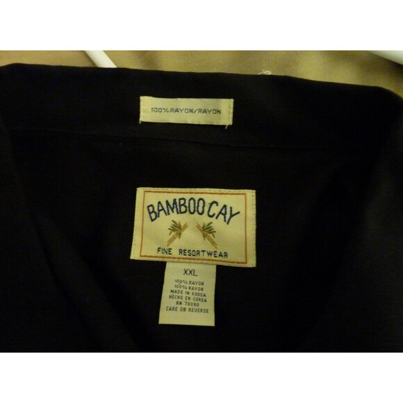 Bamboo Cay Shirt-Black Hawaiian Design-100% Rayon-sz XXL - Picture 3 of 3